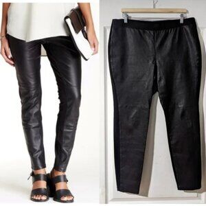 Eileen Fisher | front panel lamb leather leggings on black